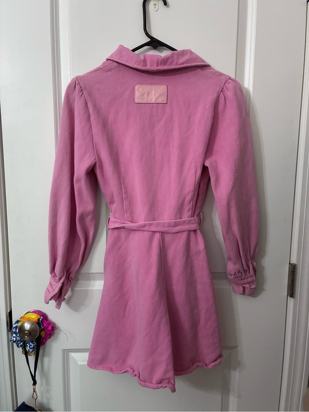 OLIVIA RUBIN Pink Leather-Trim Label Detail - Picture 2 of 3